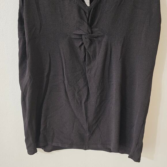 NWT Antonio Melani Black Knit Twist Front Y2K Sleeveless Shirt Size L Large - Picture 3 of 9